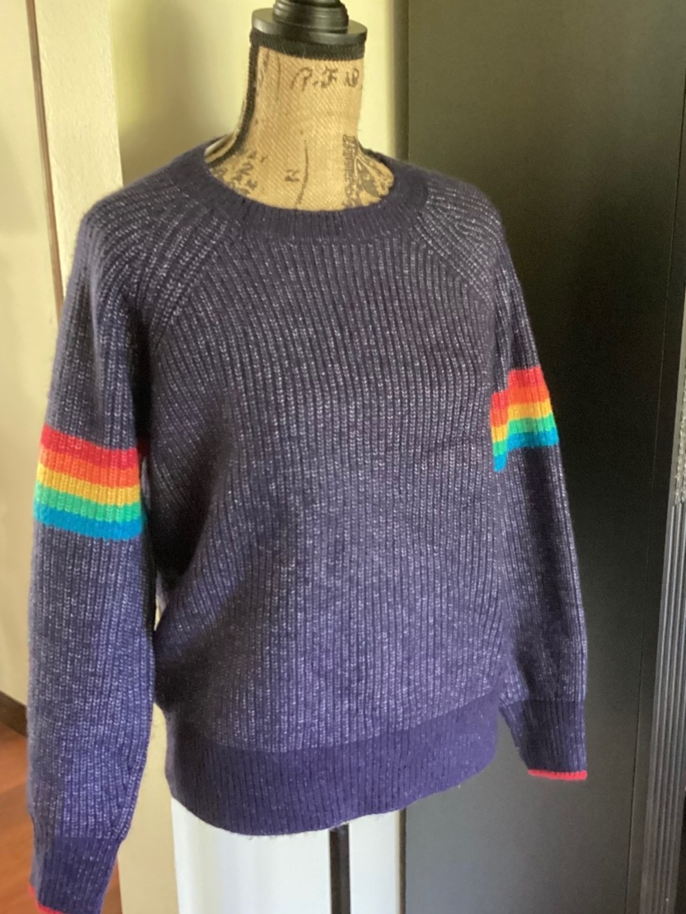 NWT JOULES French Navy & Rainbow Stripe Accent Anna Sweater Long Sleeve Sz 8